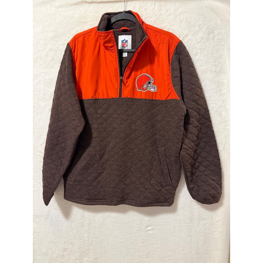 NFL Cleveland Browns G-III Mens Medium Quilted 1/4 Zip Pullover Jacket Brown